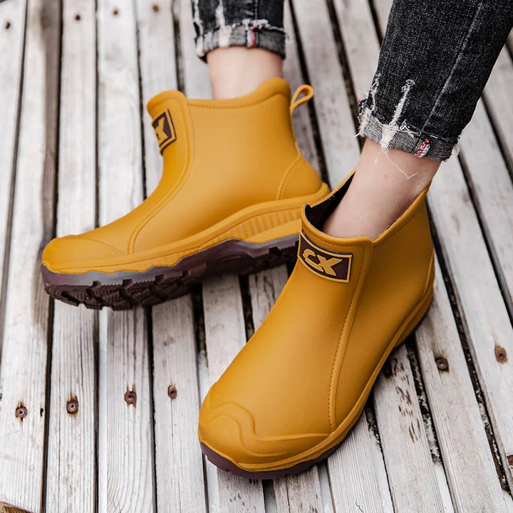 Women Waterproof Boots New Style Elastic Mouth Ankle Boots Mid Top Rain Shoes Non Slip Outdoor Indoor Chelsea Water Boot Woman
