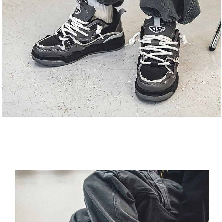 Men's Vulcanized Shoes Trendy Personalized Teenagers Casual Shoes Round Toe Lace-Up Plus Size Platform Shoes Men Shose For Sale