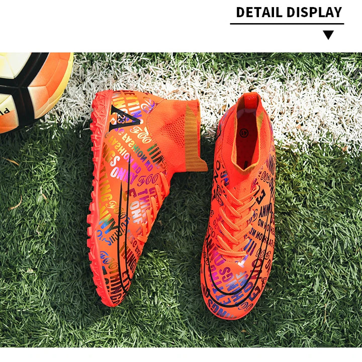 2025 New Hot Sale Football Boots Child Sneakers High Top AG Soccer Shoes Boys Outdoor Grass Training Shoes For Kids chuteiras de