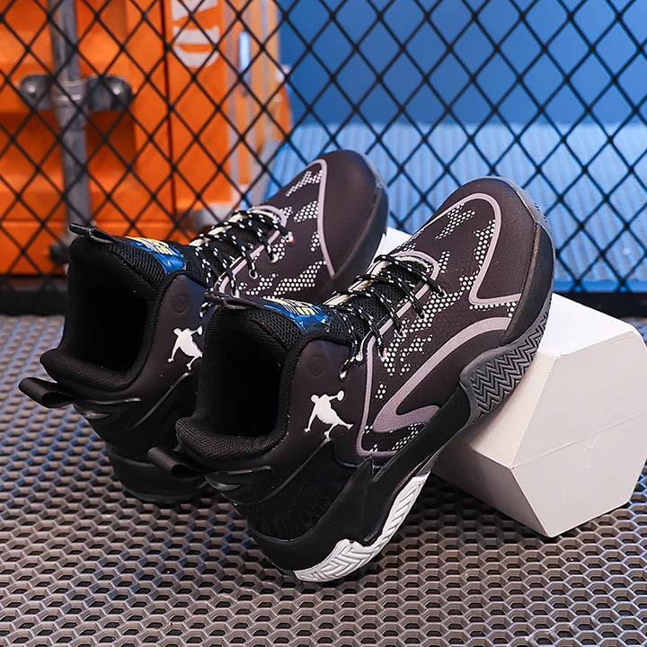 Childrens Basketball Shoes Big Kid Non Slip High-top Sport Training Sneakers Lightweight Outdoor Basketball Boots for Boy Yout