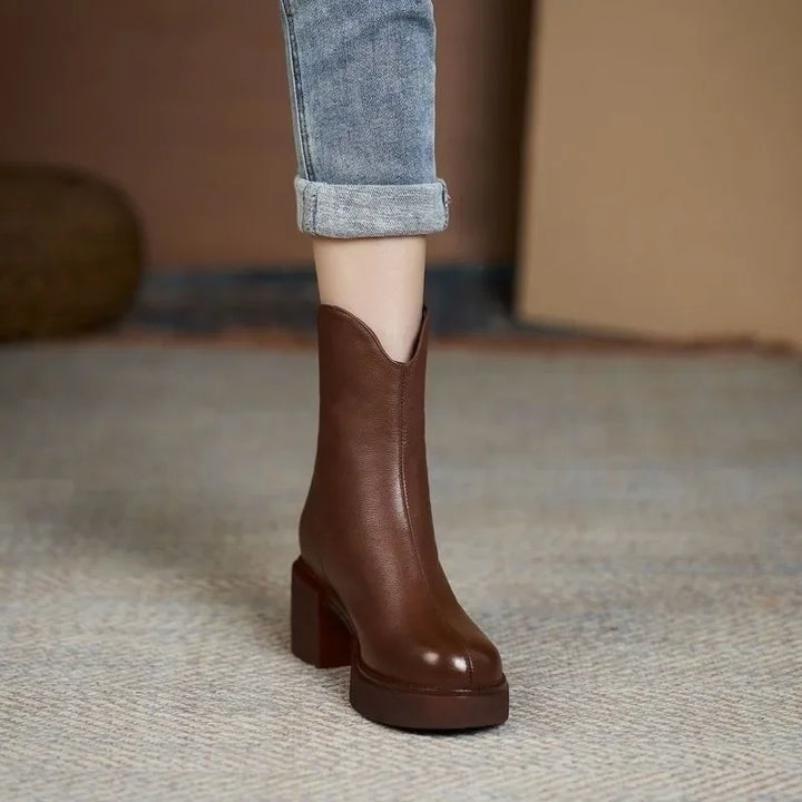 Women's Shoes Chelsea Boots Woman Winter 2024 Cute Trend Elastic Half Promotion Genuine Leather On Offer With High Quality New
