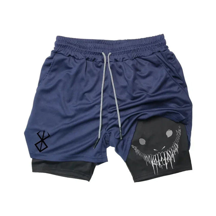 Summer Men Shorts Funny Graphic Print Running Fitness Gym Training Sport Shorts Quick Dry Workout Jogging Double Deck Shorts Man