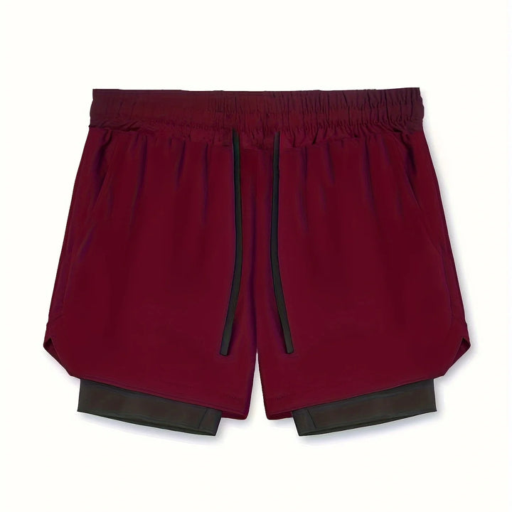 Sports shorts for men, double layered, quarter quick drying, elastic basketball, running training equipment, deep squat fitness,