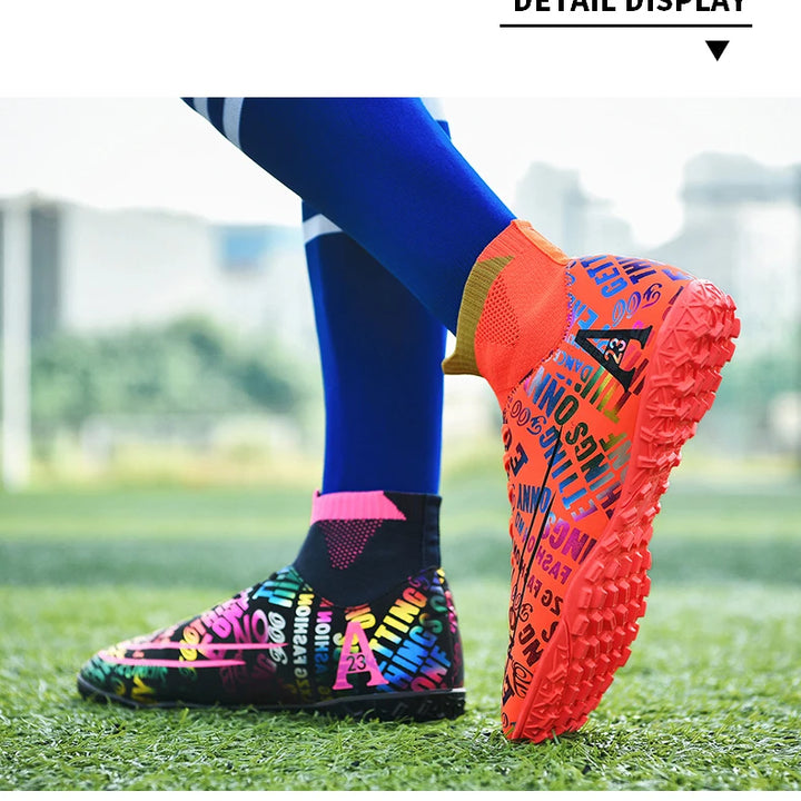 2025 New Hot Sale Football Boots Child Sneakers High Top AG Soccer Shoes Boys Outdoor Grass Training Shoes For Kids chuteiras de
