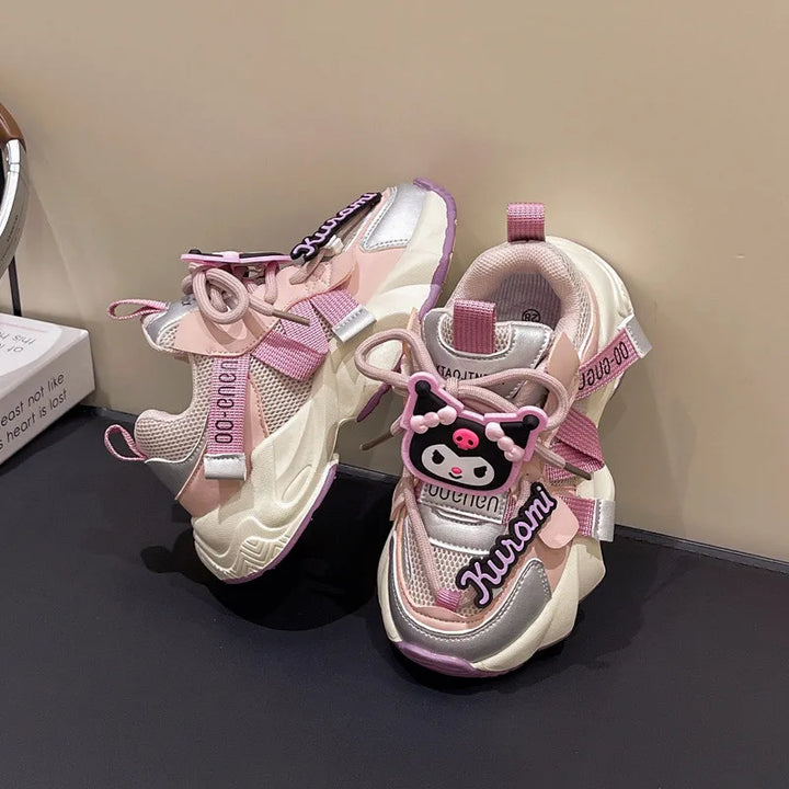 Cute Girl's Sneakers Cartoon Kuromi Melody Children Tennis Shoes Fashion Versatile Causal Classic Kids School Basketball Shoes