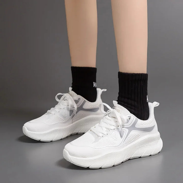 Sports Sneakers for Women Versatile Thick Soled Casual Breathable Running Shoes Soft Sole Slip-Resistant for Everyday Use
