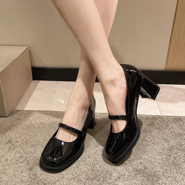 Women's Dresses Leather Shoes New Spring Autumn Women's Loafers Fashion Catwalk Versatile Mary Jane Shoes Ladies High Heel Shoes