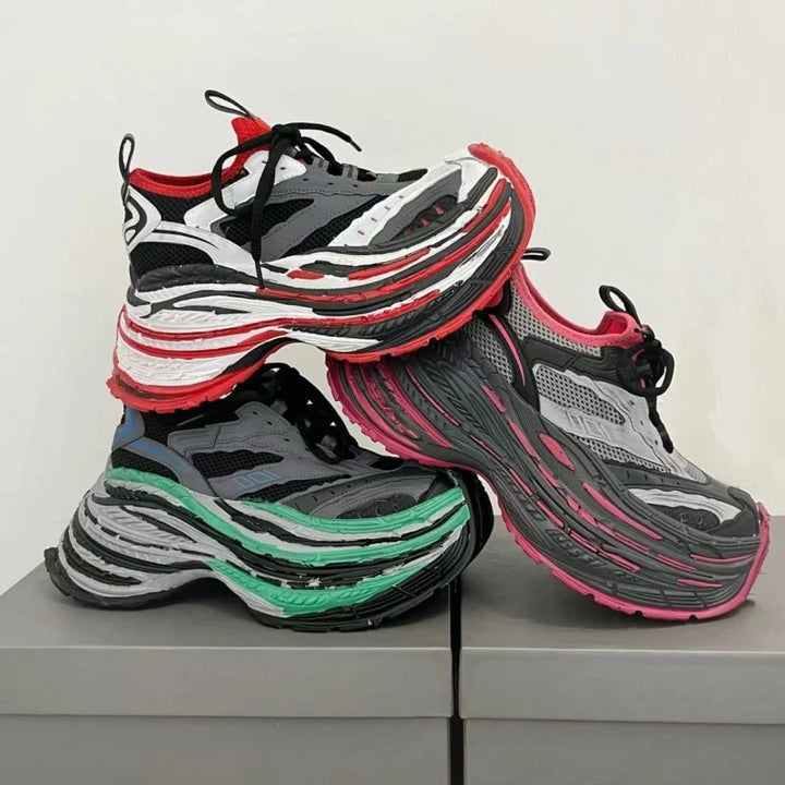 Fashion Designer Shoes Sneakers for Women and Men Mixed Colors Mesh Air Thick Sole Couple Chunky Sneakers Height-increasing