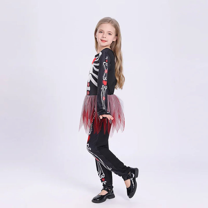 Girls Colorful Skeleton Costume – One-Piece Dress
Spooky & bright!
Fun skeleton print with a pop of color, perfect for Halloween trick-or-treating and parties.
💀 Includes: One-piece tight skirt dress up.
🎃 Perfect for Halloween parties