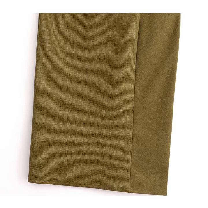 MUJER Pleated Midi Dress for Women Sleeveless Long Dress Vintage Party Buckle Office