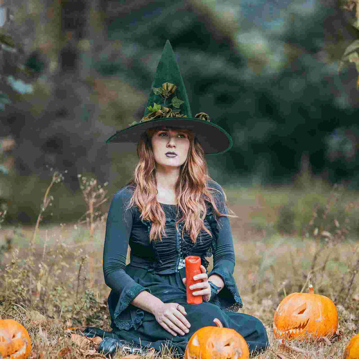 Green Festival Halloween Party Witch Hat Costume Accessory Wide Brim Cosplay nament Comfortable Headwear Decoration Prop