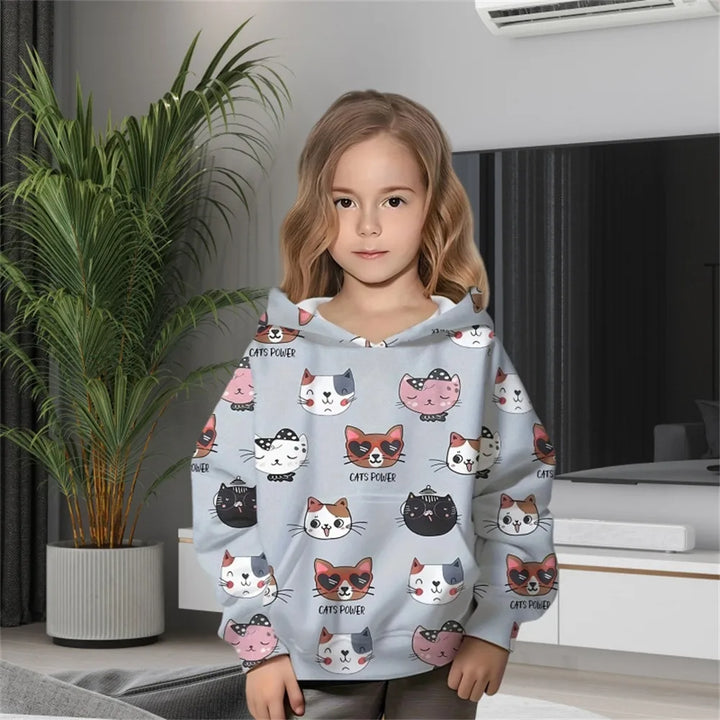 Girls Clothes Hoodie 3D Cat Print Blouses Sweatshirts Autumn Clothes for Children Sweatshirts Fashion Hoodies Children Clothes