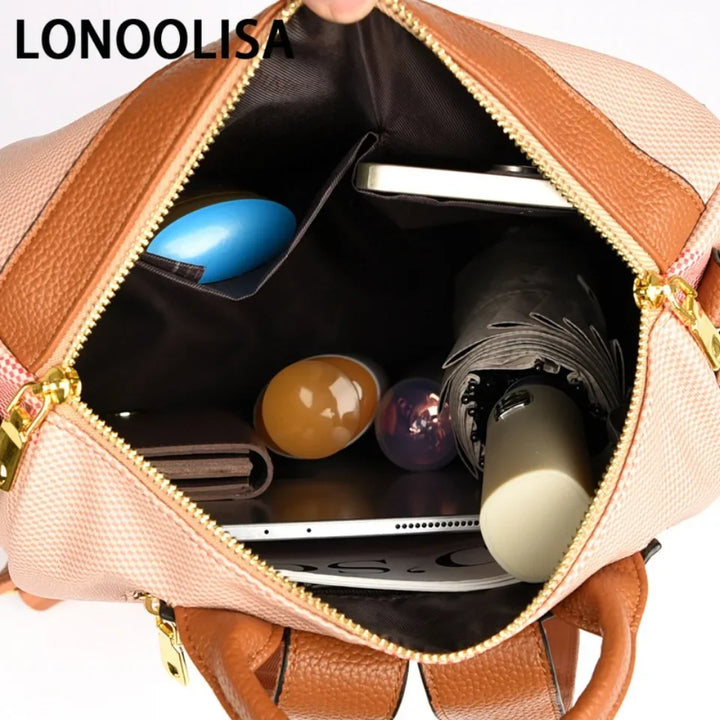 LONOOLISA Multi-functional Women's Backpacks Luxury Designer Rucksack High Quality Travel School Shoulder Bag Casual Sac A Dos
