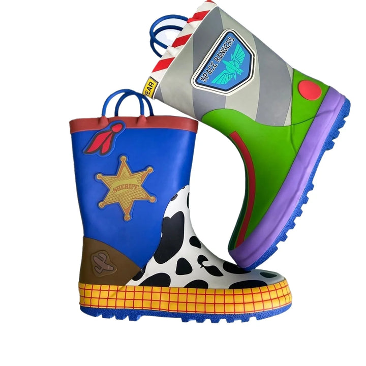 New  cartoon kids Story Rain Boots Student Rain Boots Children's  Fashion Non-Slip shoes