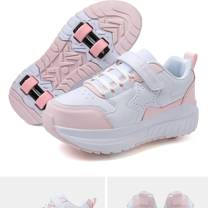 Kids Roller Skate Shoes Fashion Casual Sports Children 4-Wheels Sneakers for Boys and Girls Gift Nice Footwear