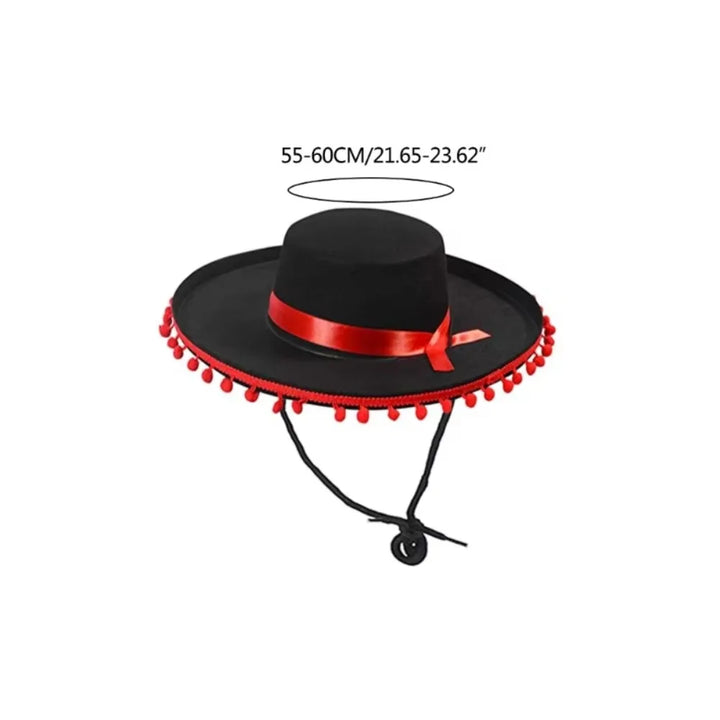 Halloween Zoro fuzz ball Mexican Sombrero Hats Wide Brim Design Carnival Costume Jazz Hats Photo Shoot Props Festival Gift
