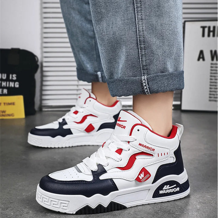 New Four Seasons Men's Sneakers Men's Comfortable Platform Shoes  Trend Lace-up Vulcanized Shoes White Casual Sneakers 5