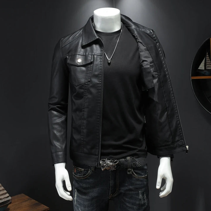 Spring Autumn Mens Leather Jackets Slim Fit Male Fashion Faux Windproof Warm Coats Man Brand Clothing