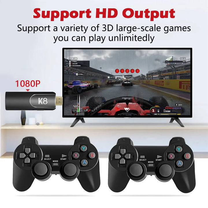 4K HD K8 Gamepad 64G Retro Video Game Console 40000+ Game 40+ Emulator Dual Wireless 2.4G Controller Retro Console Kids Gift Gam