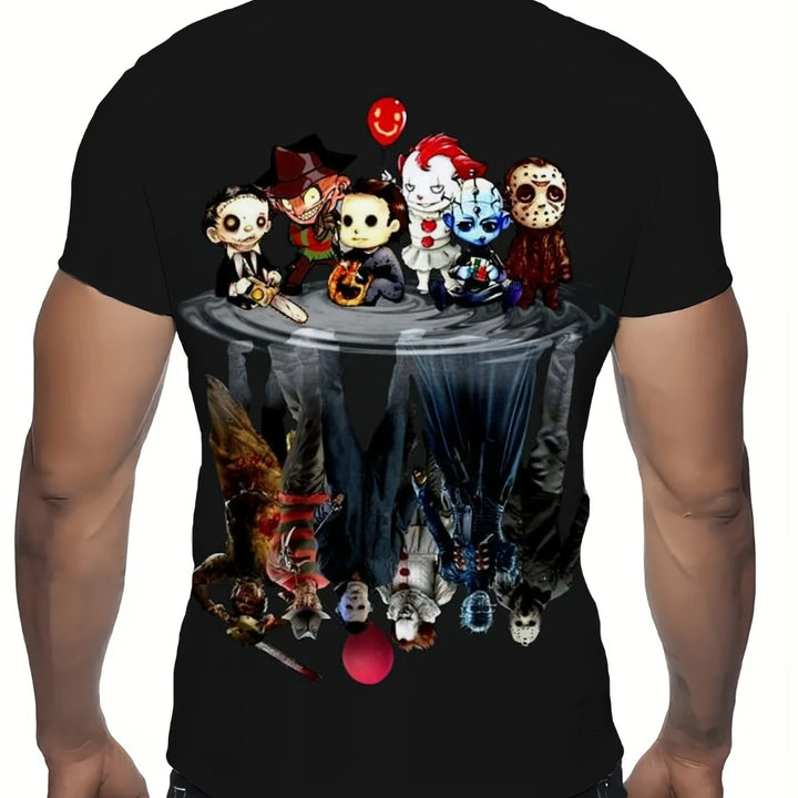 Halloween Funny Character Print Men's  Short-sleeved Sports T-Shirt Comfortable And Versatile Sports Style Comfortable T-shirt