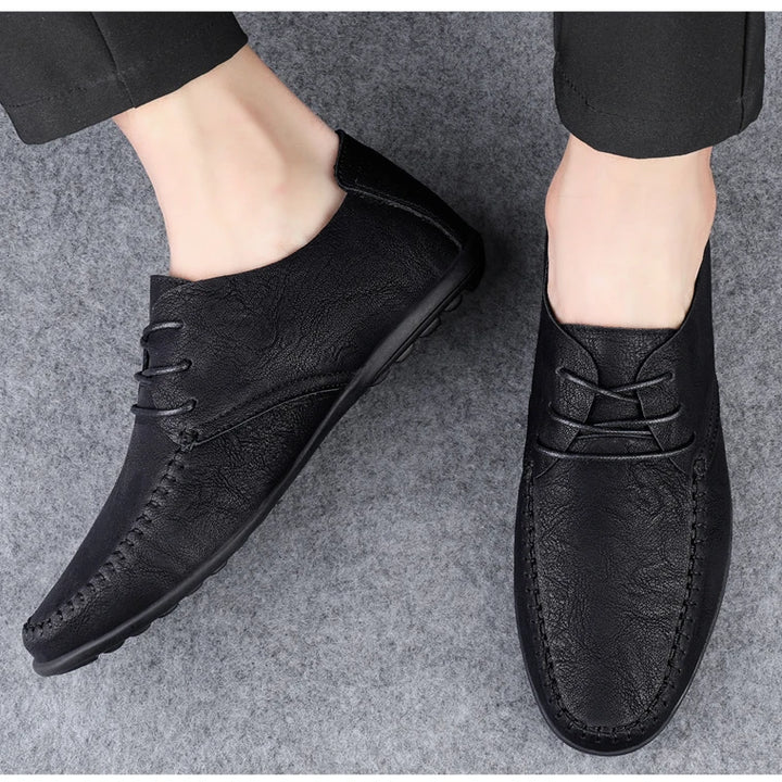 Leather Men Shoes Fashion Formal Men Shoes Moccasins Italian Breathable Male Driving Shoes Black Plus Size 38-47