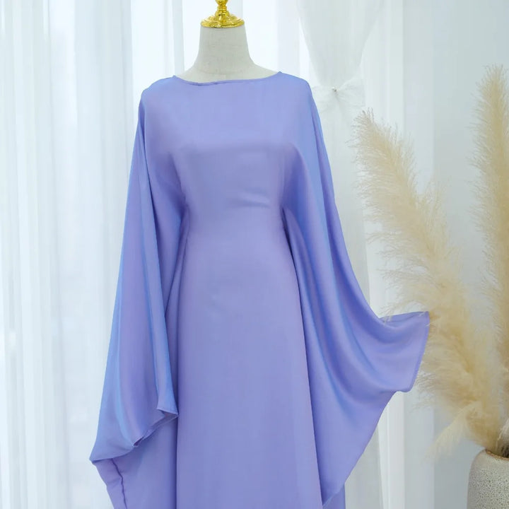 Tossy Autumn Loose Shiny Maxi Dress Butterfly Batwing Long Sleeve Muslim Clothes Party Solid Female Long Dress New