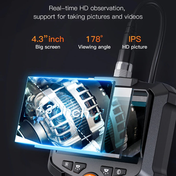 Industrial Endoscope Camera 4.3 "Single Dual Lens HD 1080P Car Inspection Borescope IP67 Waterproof Sewer Camera With LED