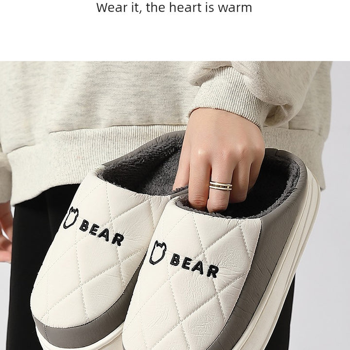 Waterproof Cotton Slippers Men Autumn and Winter 2025 New Arrival Indoor Home Non-Slip down Heattech Cotton Slippers Men's Winter