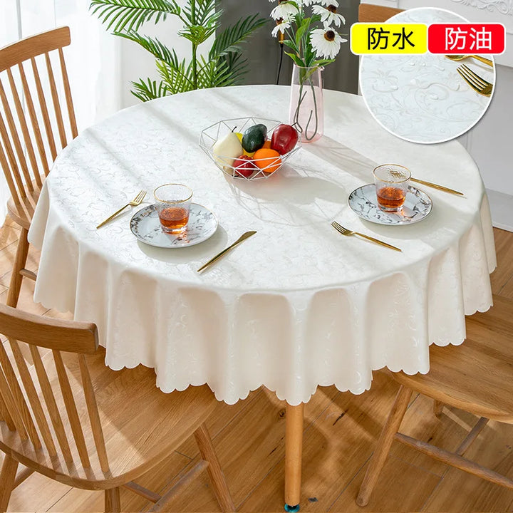 Waterproof  Round Table Cloth Pastoral PVC Plastic Kitchen Tablecloth Oilproof Antifouling Cover Dining Table Cloth Decorate