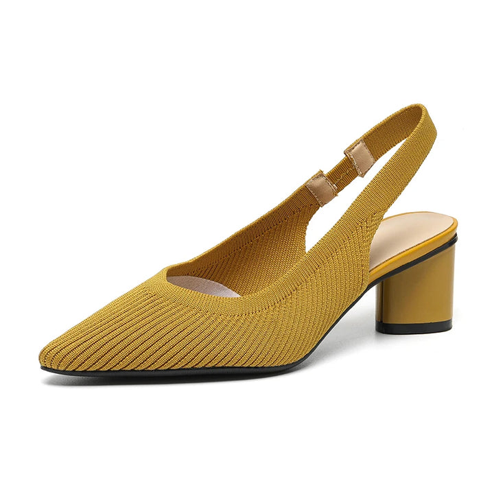 DIMANYU Women Dress Shoes Knitted Solid Color Toe Back Trip Fashion Sandals Women Pointed Toe Shallow Sidespace Women Sandals