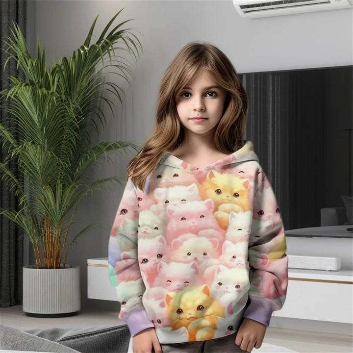 Girls Clothes Hoodie 3D Cat Print Blouses Sweatshirts Autumn Clothes for Children Sweatshirts Fashion Hoodies Children Clothes