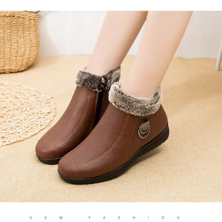 Women's Boots 2024 New Arrival Winter Snow Booties Female Fur Ankle Boots Waterproof Winter Warm Plush Shoes Non-slip Mom Bota