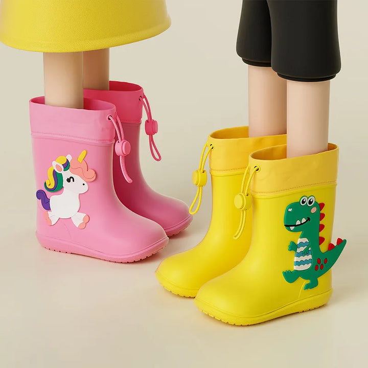 Kids Girl Boy Rain Boots Waterproof Toddler Rainboots Children's Shoes Rubber Boots Kids Baby Cartoon Dinosaur Water Shoes Boots