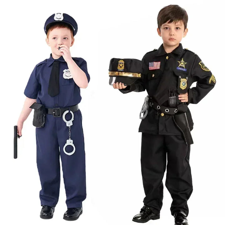 Kids Police Costume – Halloween Cop Uniform
Patrol the Halloween streets!
Fun police uniform perfect for trick-or-treating, parties, and cosplay.
👮 Includes: Police shirt + accessories
🎃 Perfect for Halloween parties