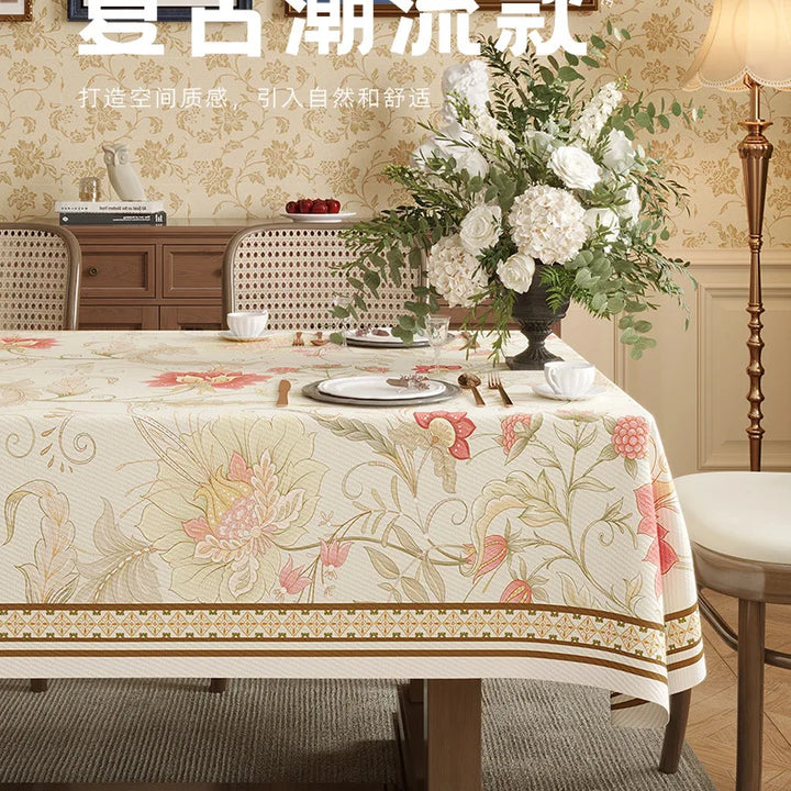 Table Cloth Waterproof Light Luxury Dining Table Tablecloth Rectangular Household Tea Table Cloth American Style Countryside
