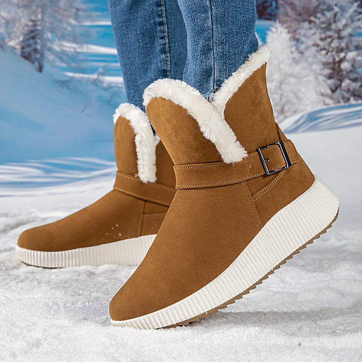 New Fashionable Bow Round Toe Elegant Snow Boots Winter Flat Wear-resistant Soft Students Plus Velvet Warm Women's Shoes