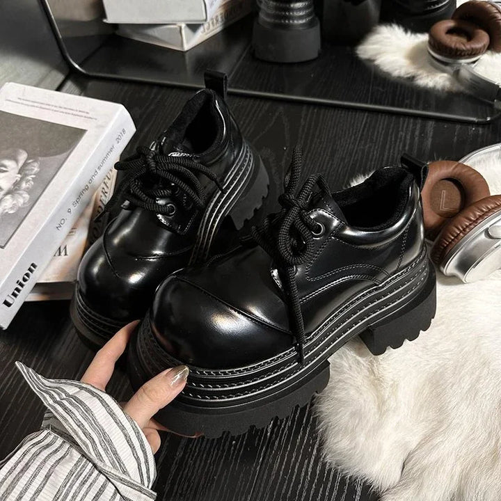 2025 Spring Women JK Mary Jane Shoes Fashion Lace Up Shoes Vintage Platform Elegant Thick Heel Shoes