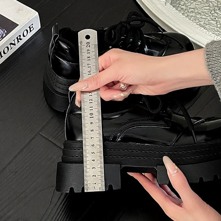2025 Spring Women JK Mary Jane Shoes Fashion Lace Up Shoes Vintage Platform Elegant Thick Heel Shoes