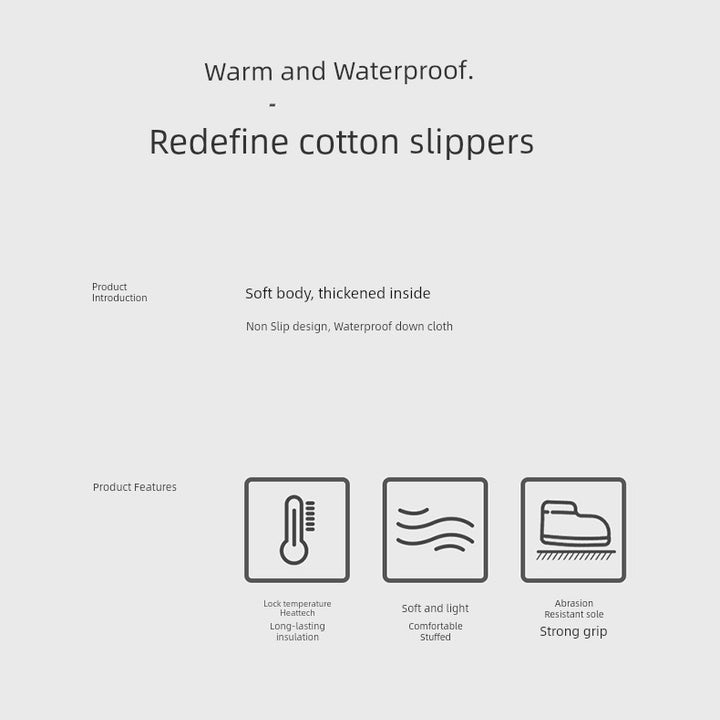 Waterproof Cotton Slippers Men Autumn and Winter 2025 New Arrival Indoor Home Non-Slip down Heattech Cotton Slippers Men's Winter