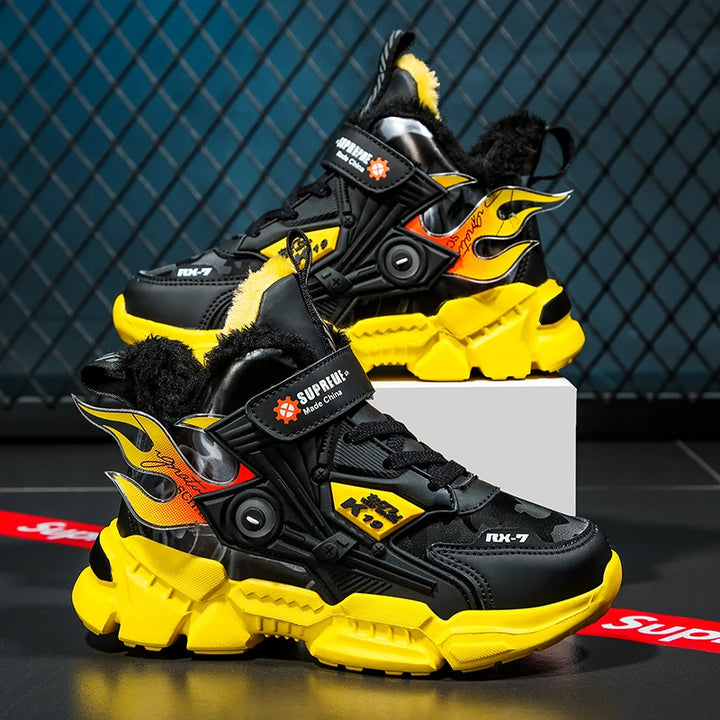 Winter Kids Shoes Boys Non-slip Sport Shoes Outdoor Snow Ankle Boots Waterproof Warm Sneakers Child High Top Cotton Casual Shoes
