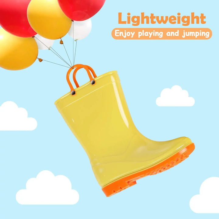 Kidmi Children Rain Boots Girls And Boys Outdoor Non-slip Rubber Rain Shoes Cute Easy Clean Kids Waterproof Boots With Handles