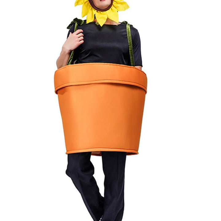 Halloween Flower Pot Costume for Adults Cosplay Women s Sunflower Costume with Headpiece for Garden Theme Party