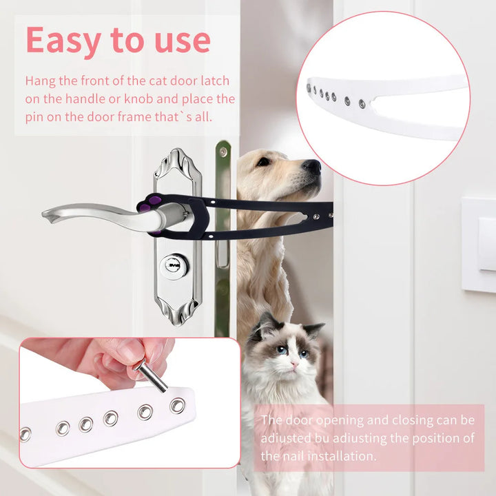 Cat Door Holder Latch Adjustable Dog Door Stopper Elastic Gate Lock Flex Latch Strap Keep Dog Out From Entering Pet Gate Supply
