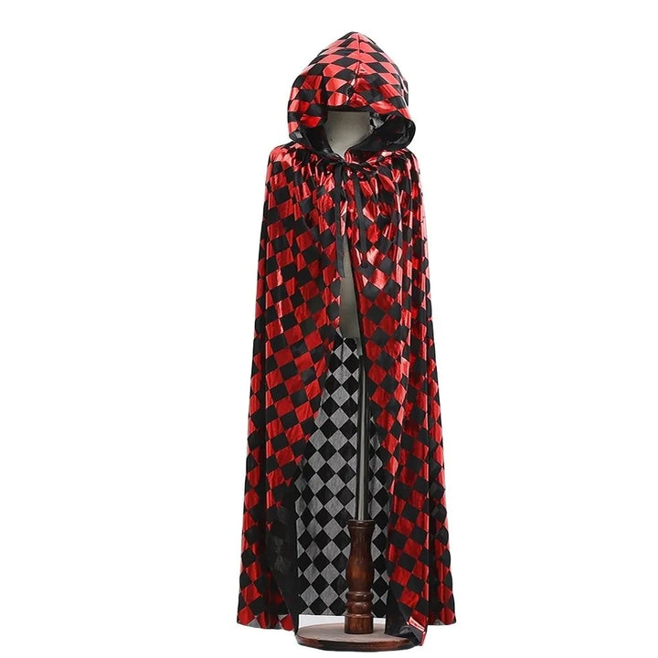 Casual Bloodstain Halloween Costume Cosplay Props Funny Party Halloween Death Cloak with Cap Dark Plaid Spider Web Cape Adults