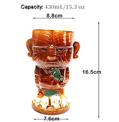 Tiki Mugs Ceramic Hawaiian Luau Party Mugs Drinkware, Cute Exotic Cocktail Glasses, Tiki Bar