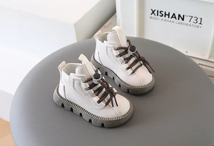 Boys Boots Kids Ankle Boots 2025 Autumn Winter New Toddlers Children Fashion Boots for Little Boy Girl Lace-up Soft Rubber