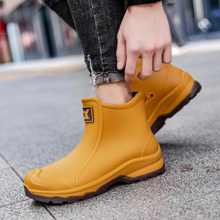 Women Waterproof Boots New Style Elastic Mouth Ankle Boots Mid Top Rain Shoes Non Slip Outdoor Indoor Chelsea Water Boot Woman