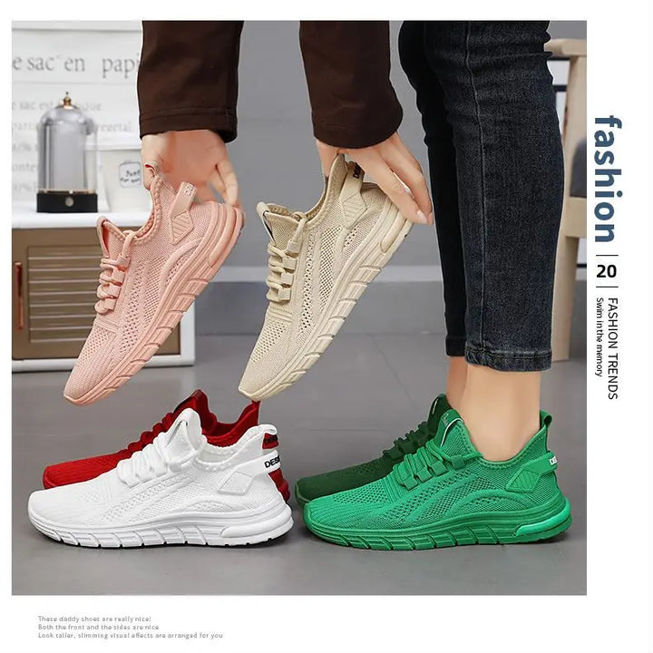 Women Casual Sneakers Lace-up Gym Vulcanized Shoes White Female Footwear Fashion Breathable Walking Mesh Flat Shoes Trainers