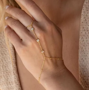 LumiChain Bracelet – Gold & Silver-Plated Hand Chain for Women