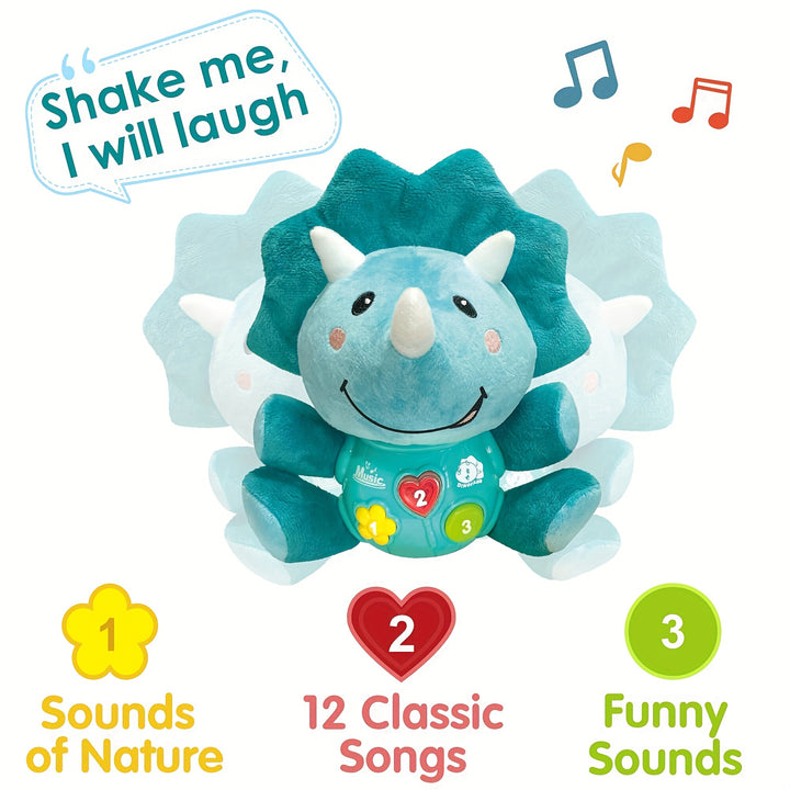 Soft Plush Dinosaur Musical Toys, Light Music Triceratops Stuffed Animal, Birthday Gift